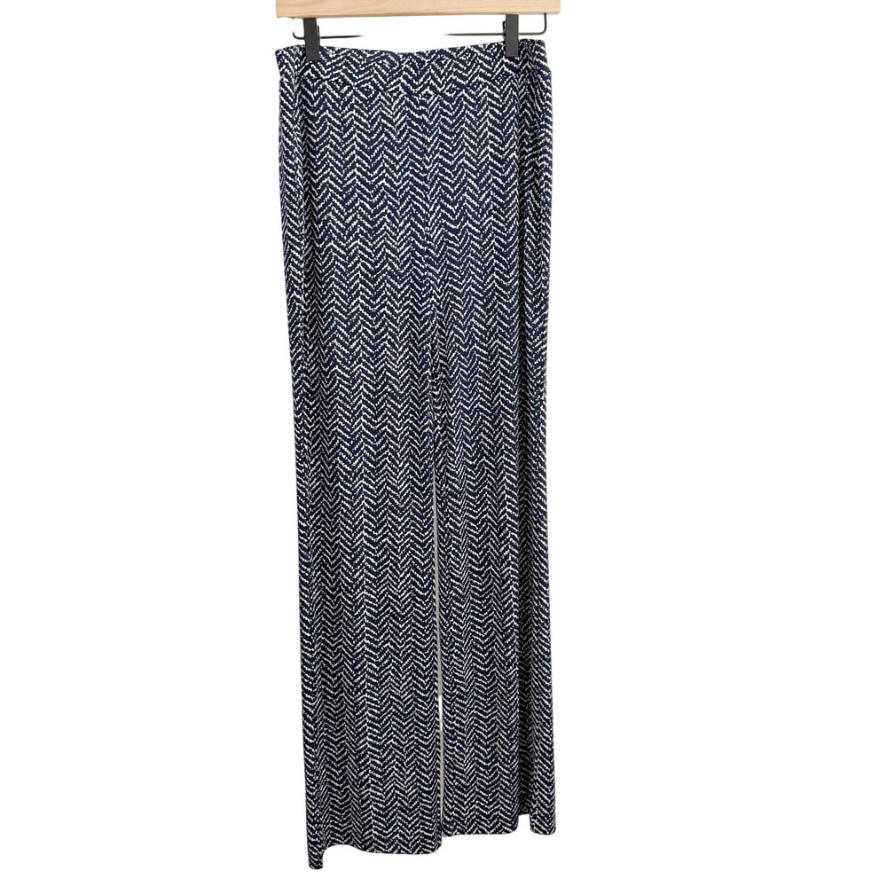 Charter Club Chevron Wide Leg Pants Blue Medium Coastal Resortwear Travel Chic